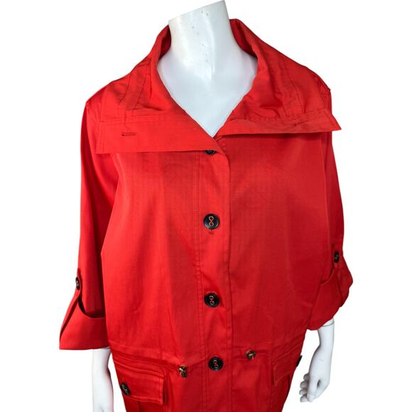Ruby Rd. Women's 16W Button Front Jacket 3/4 Sleeves Red-Orange Pockets - Picture 4 of 13